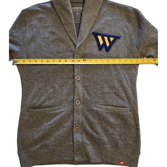 Sportiqe Apparel Co. WVU Mountaineers Gray Shawl Collar Cardigan Sweater Small - Picture 4 of 5